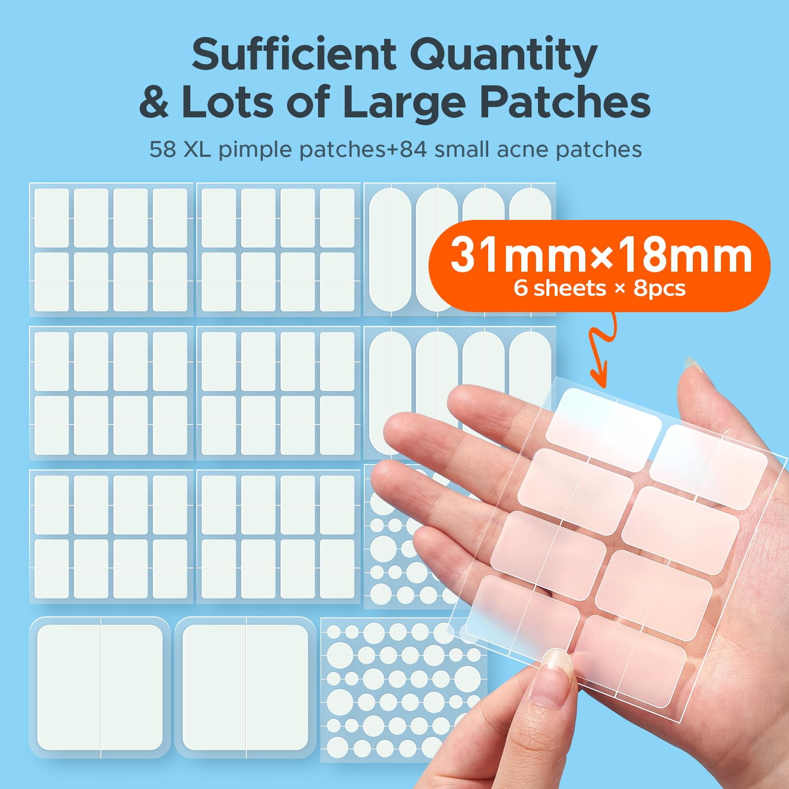 TKTK pimple patches 60x20mm provide medium coverage for mid-sized breakouts.