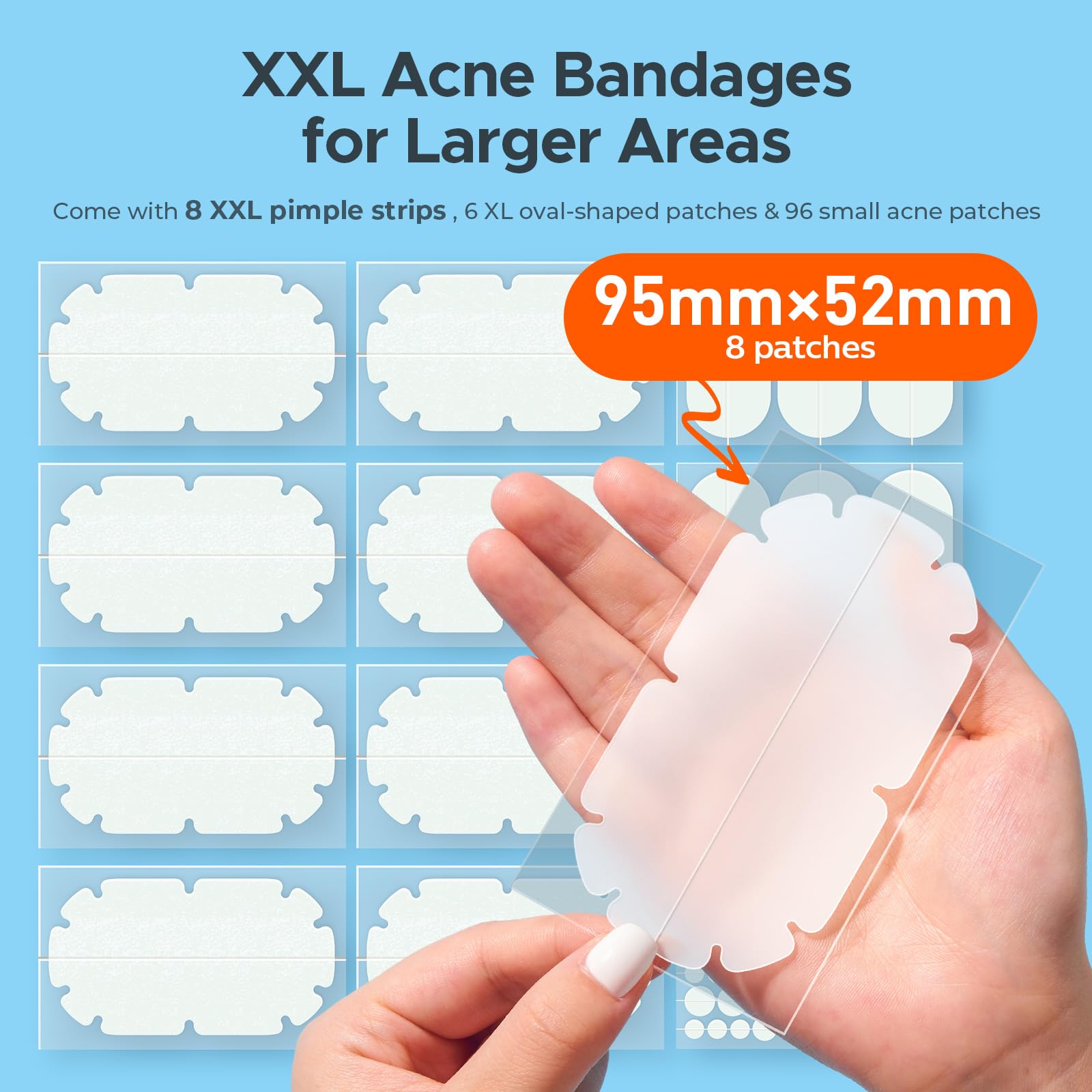 TKTK XXL body patch on chest patch area targets back acne with single coverage.