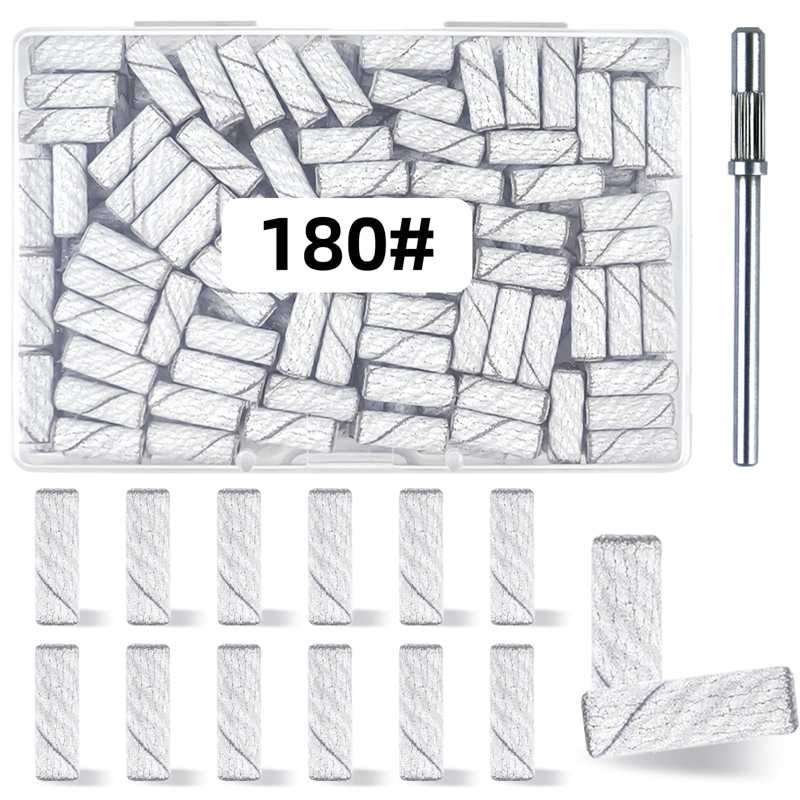TKYZMS 100-piece sanding bands in a compact box for easy storage.