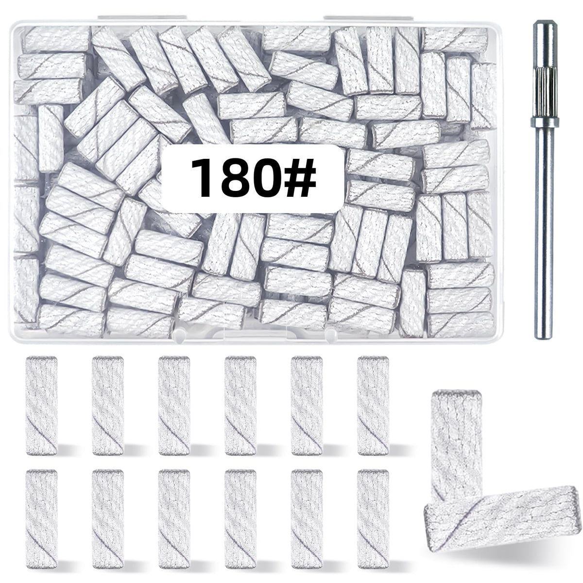TKYZMS 100-piece sanding bands in a compact box for easy storage.