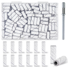 TKYZMS 100pcs 240 grit white sanding bands box for precise nail shaping.