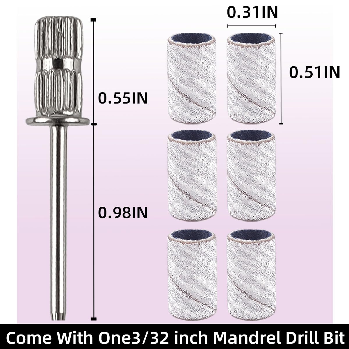 TKYZMS 180 grit white sanding bands on a nail surface for a smooth, even finish.
