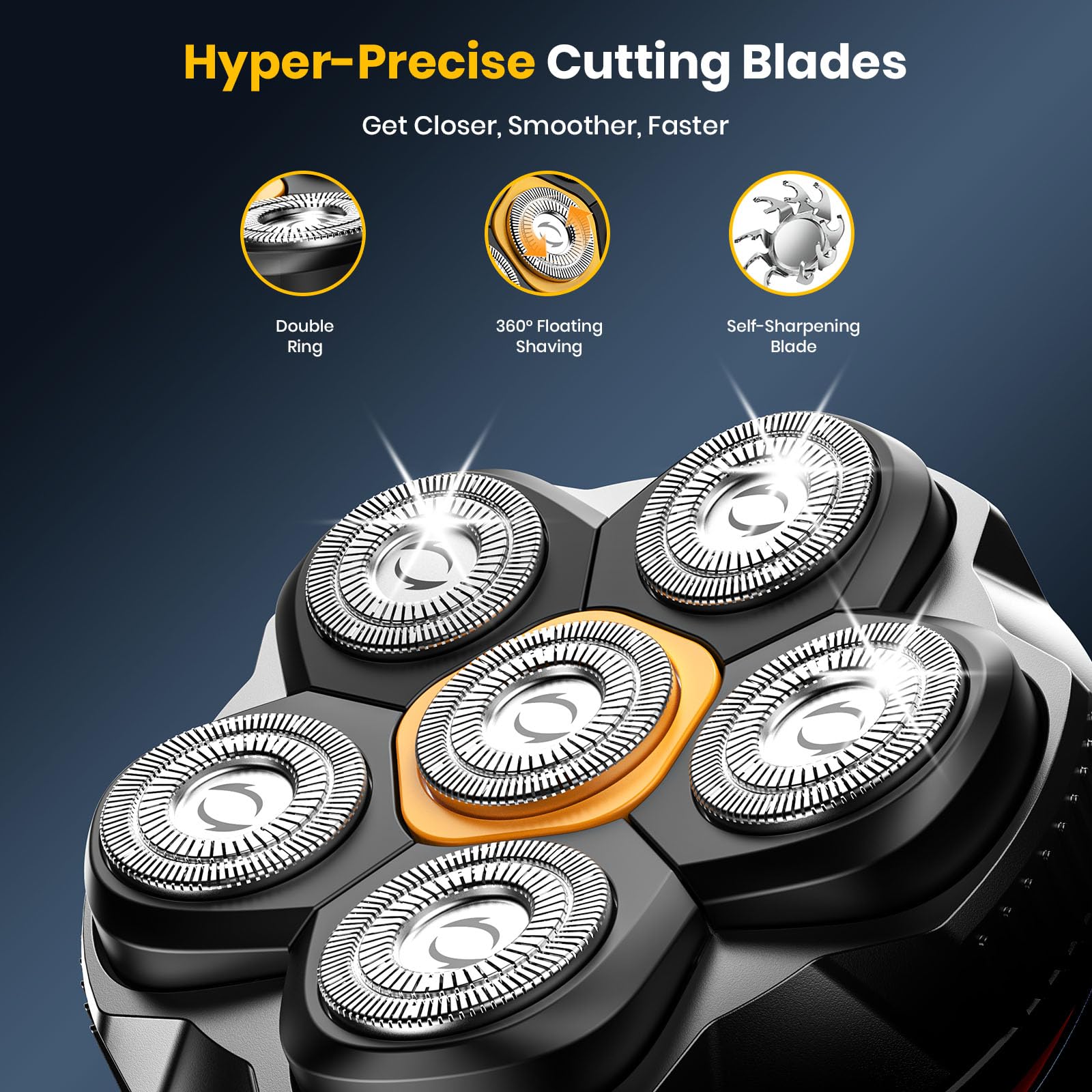 TLMUSE bald shaver IPX7 waterproof for wet or dry shaving