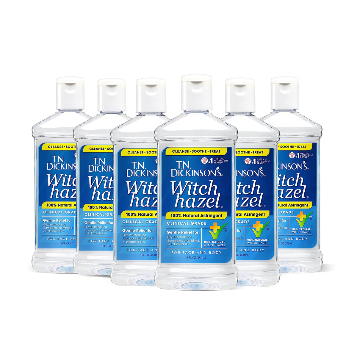 T.N. Dickinson’s Witch Hazel bottle front for gentle cleansing and refreshing the skin