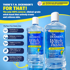 T.N. Dickinson’s Witch Hazel label front highlighting purity for balanced skin