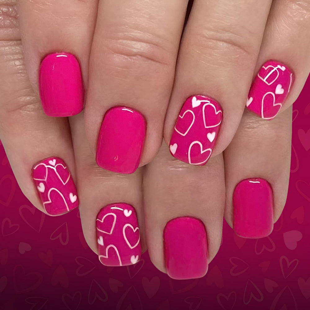 Uñas postizas Tnbuokas Valentines con corazones, ideal para San Valentín y fiestas