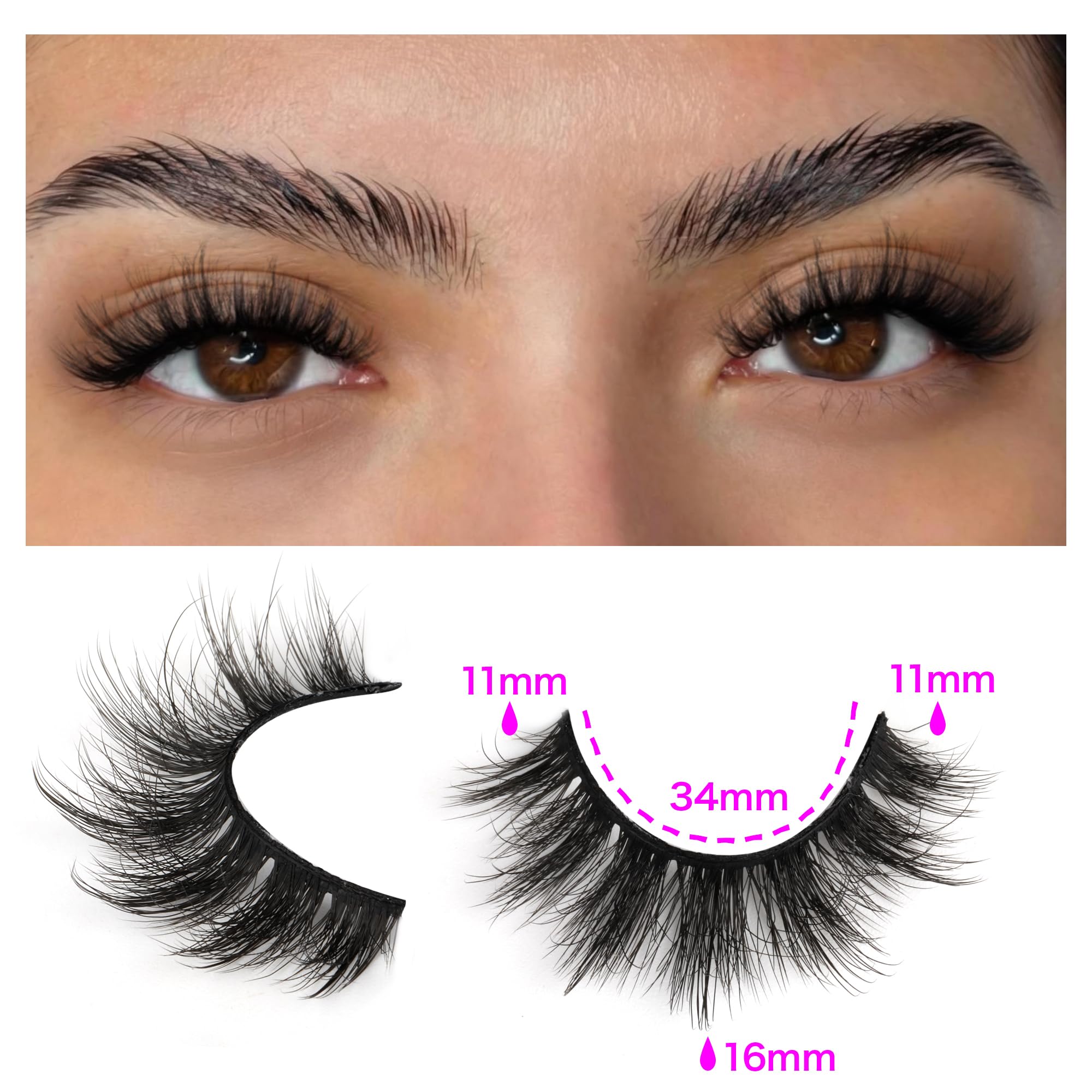 TNFVLONEINS 14-pairs wispy mink lashes, closeup fiber detail for natural texture.