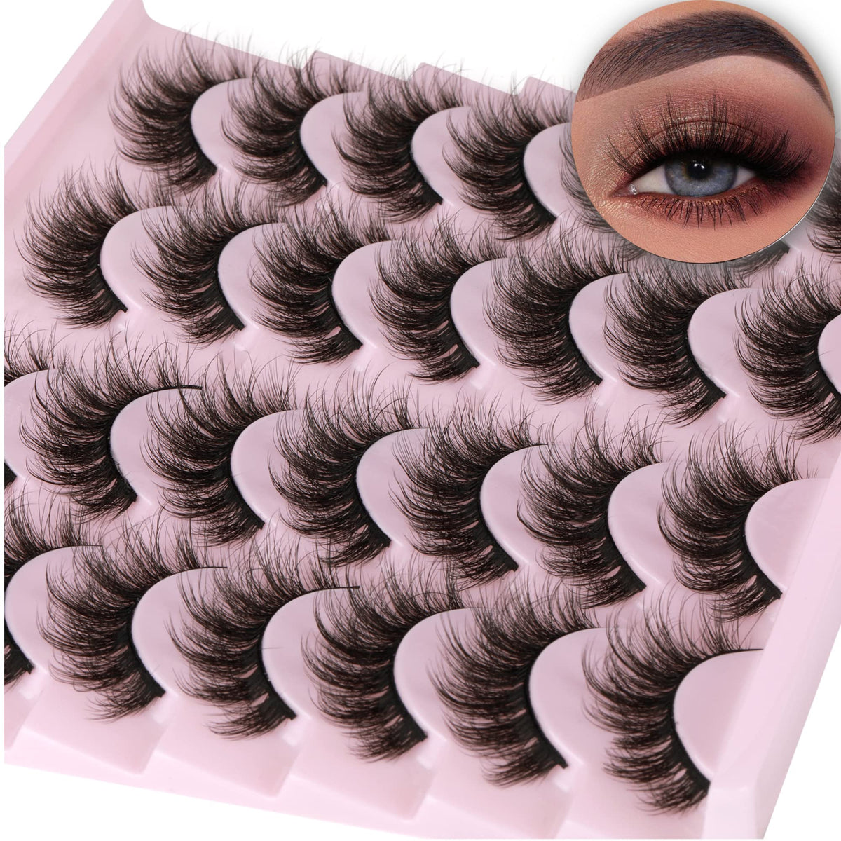 TNFVLONEINS 14-pairs wispy mink lashes, front view for a natural daily look.