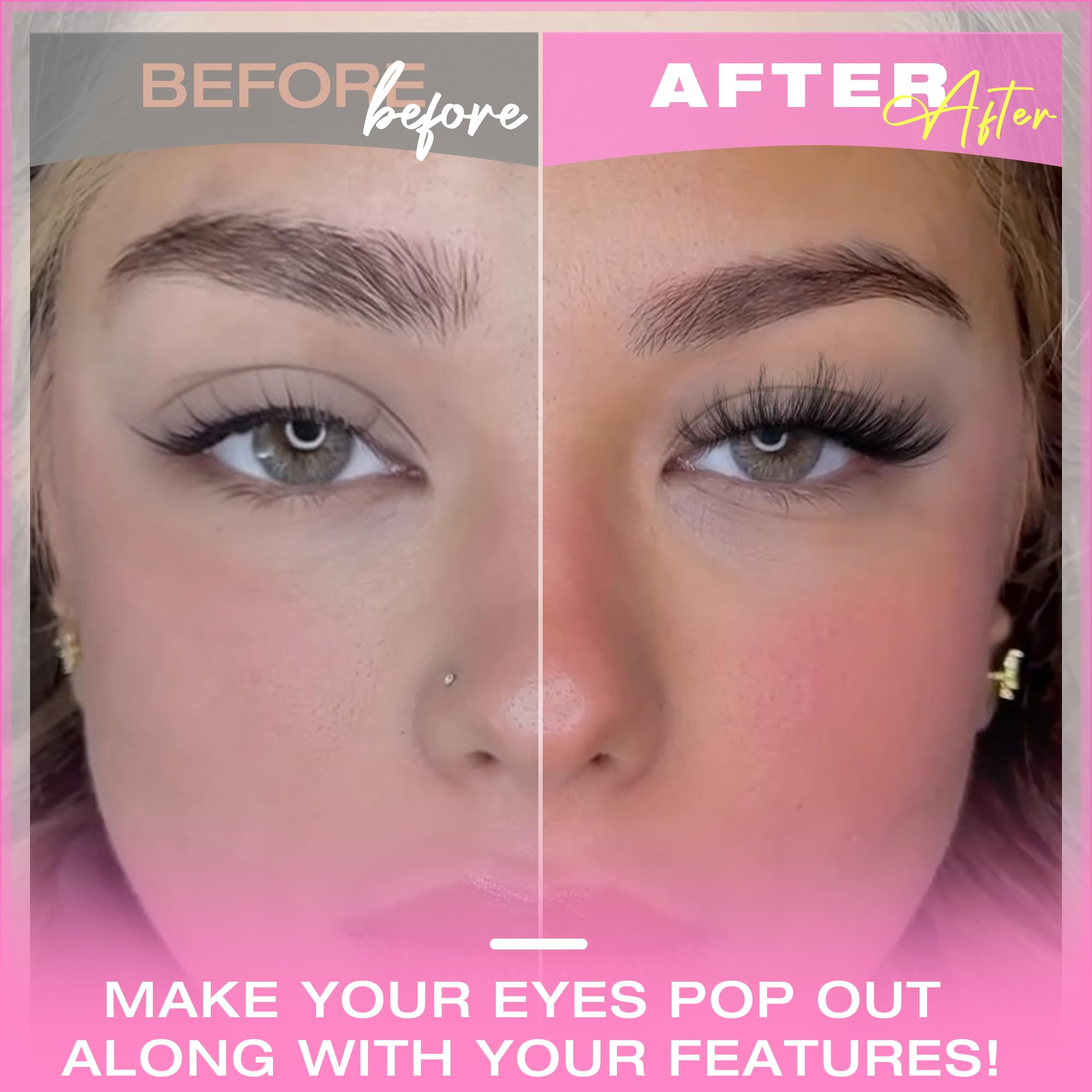 TNFVLONEINS 14-pairs wispy mink lashes, side view showing feather-light volume.