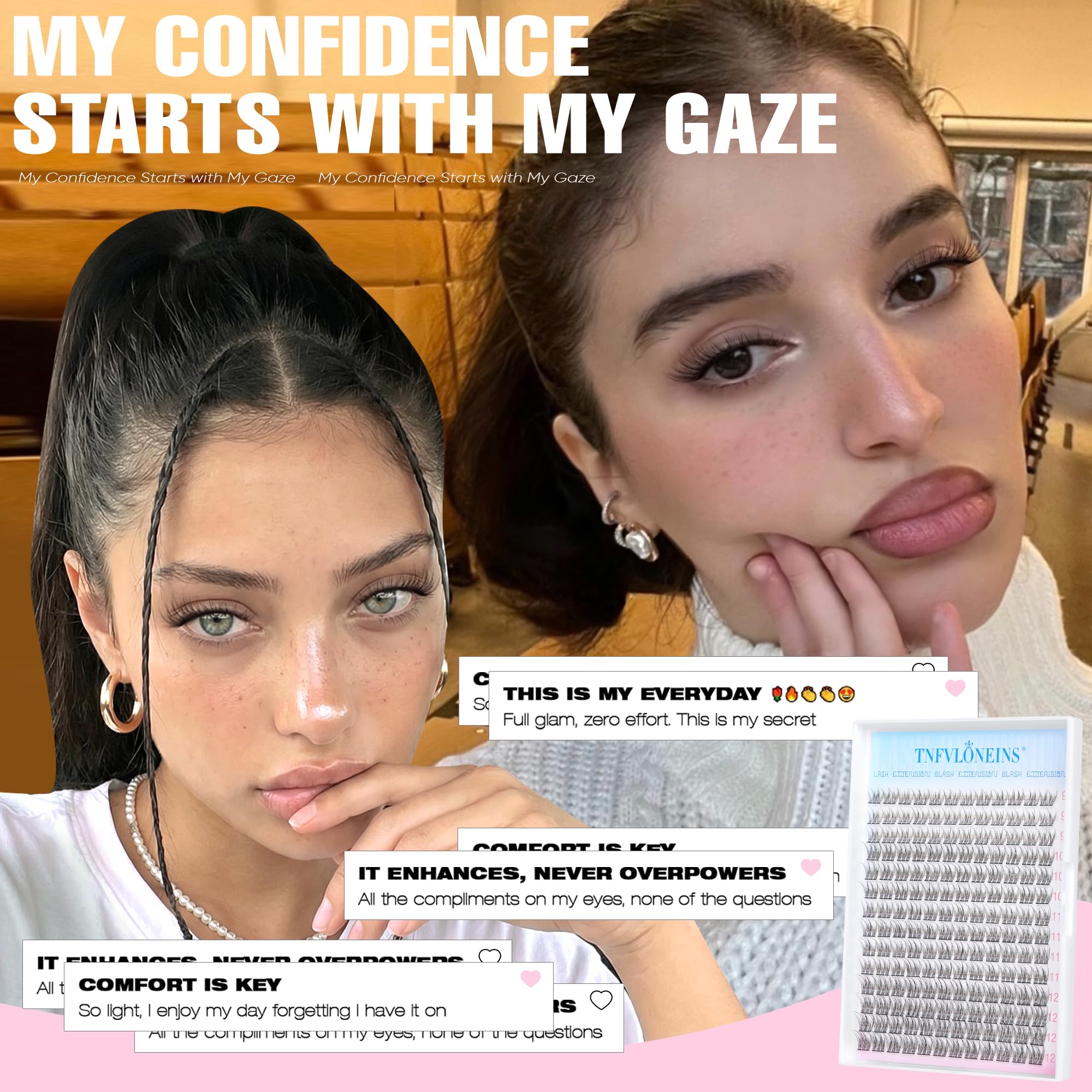 TNFVLONEINS 168pcs lash clusters kit supports multiple DIY look options.