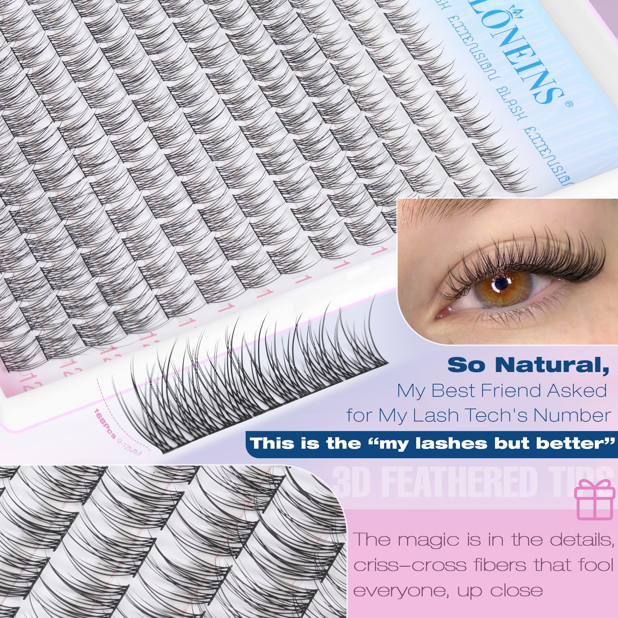 TNFVLONEINS 5D natural look lash clusters create fuller lashes.