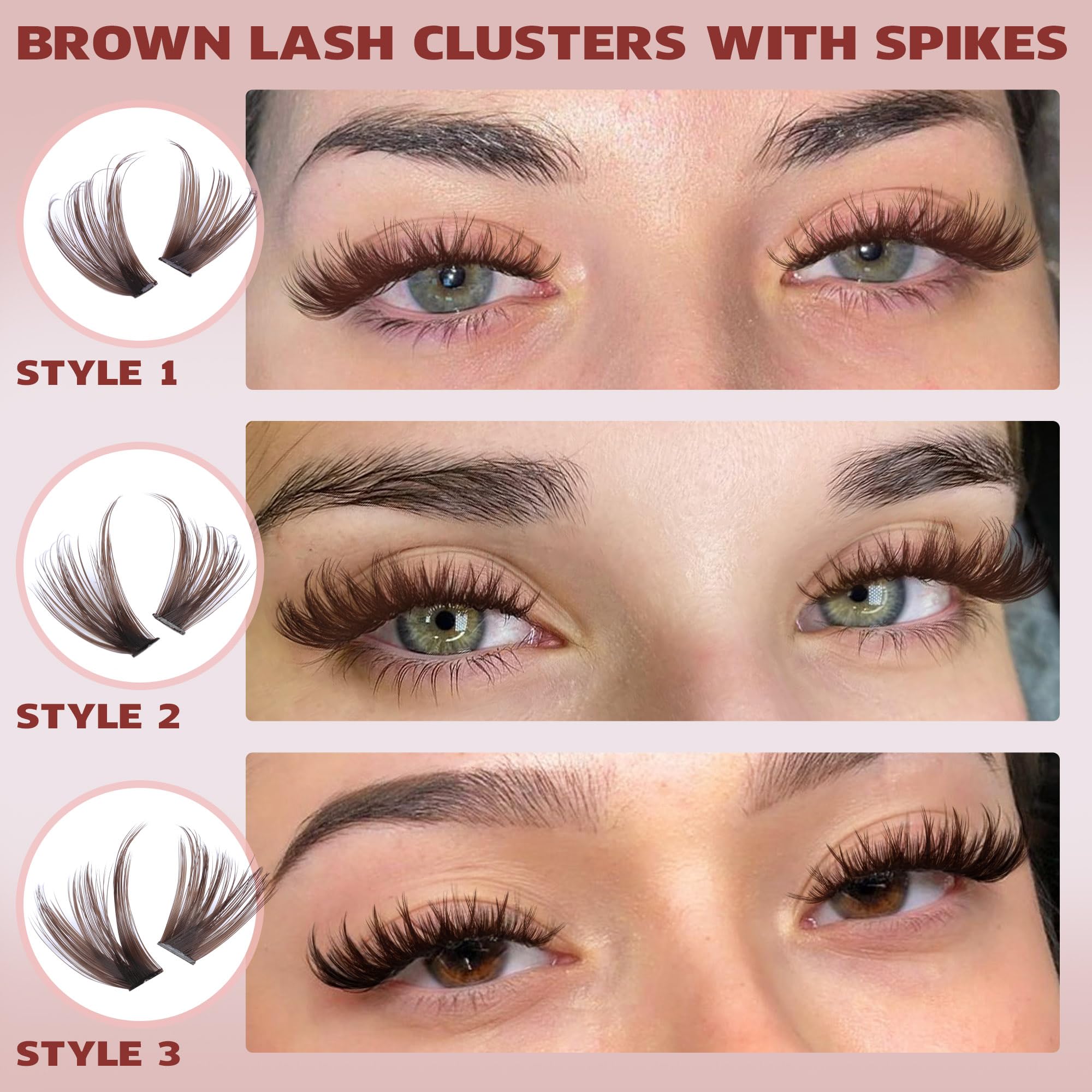 TNFVLONEINS brown lash clusters D curl for deeper curl and fuller line