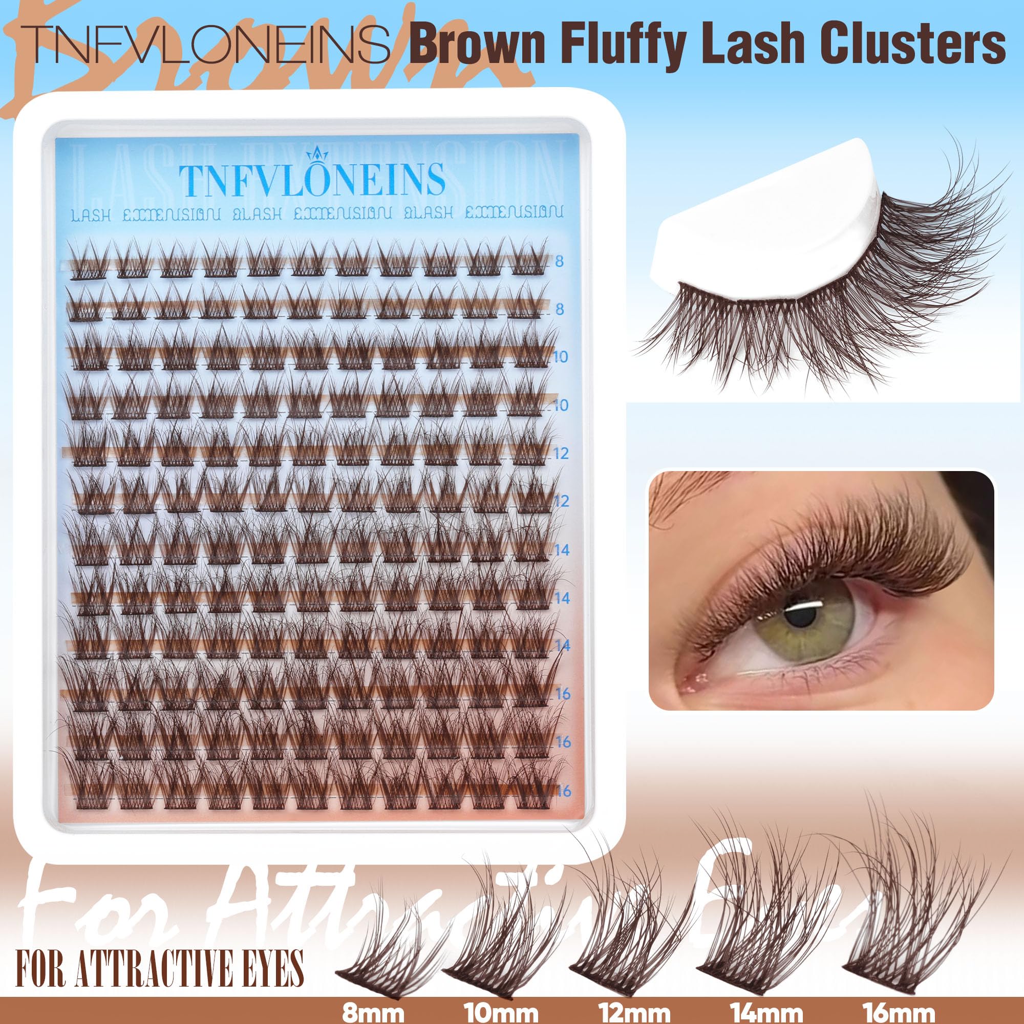 TNFVLONEINS brown lash clusters kit beginner-friendly application at home