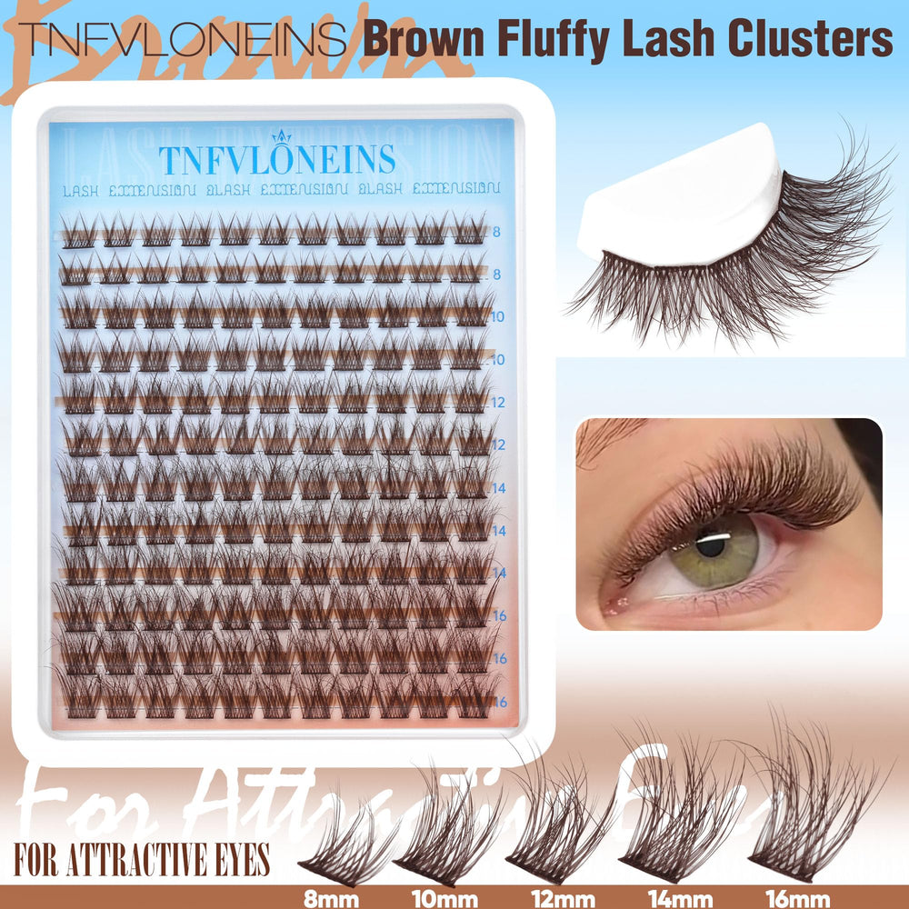 TNFVLONEINS brown lash clusters kit beginner-friendly application at home