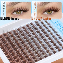 TNFVLONEINS brown lash clusters kit length variety 8-16mm for natural wispy results