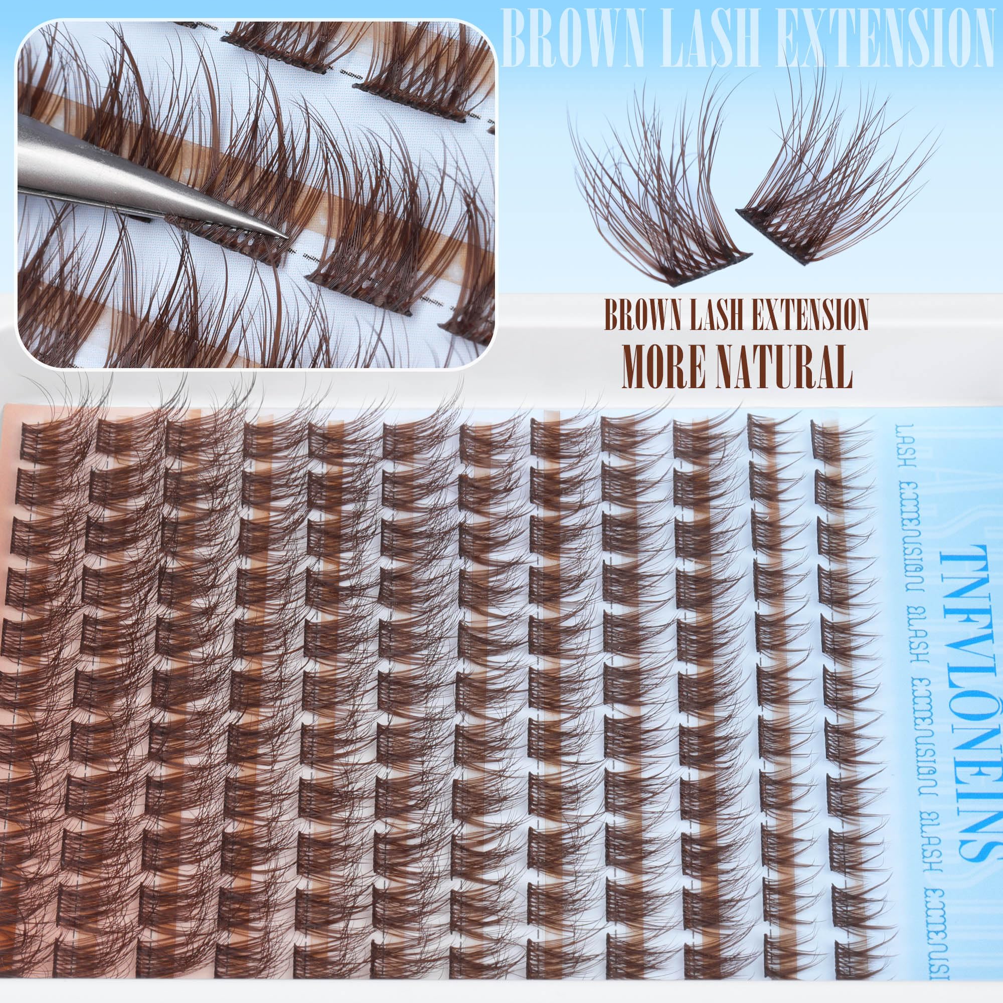 TNFVLONEINS brown lash clusters kit matte brown finish blends seamlessly