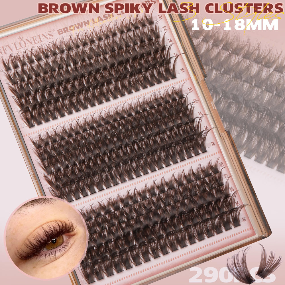 TNFVLONEINS brown lash clusters spiky manga for bold eye appeal