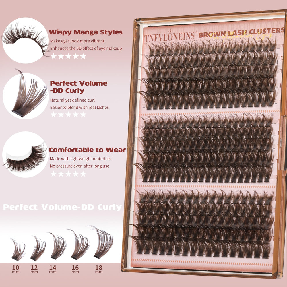 TNFVLONEINS brown manga lashes 10mm for lightweight daily wear