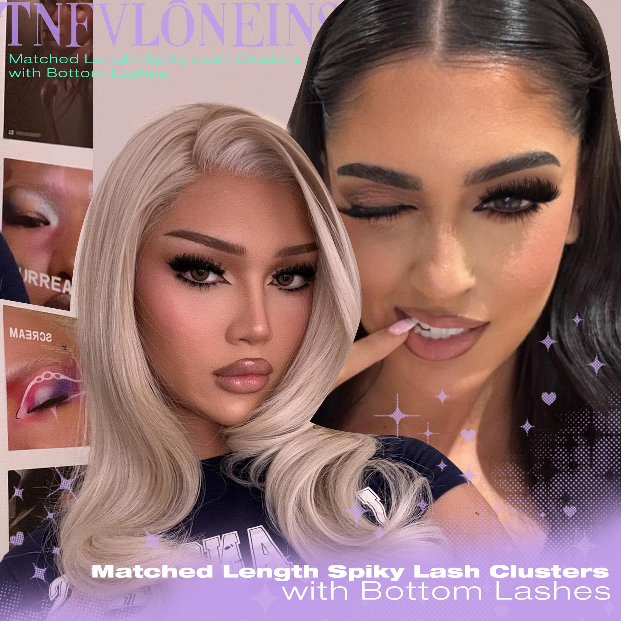 TNFVLONEINS D-curly lash clusters providing lasting lift and curl