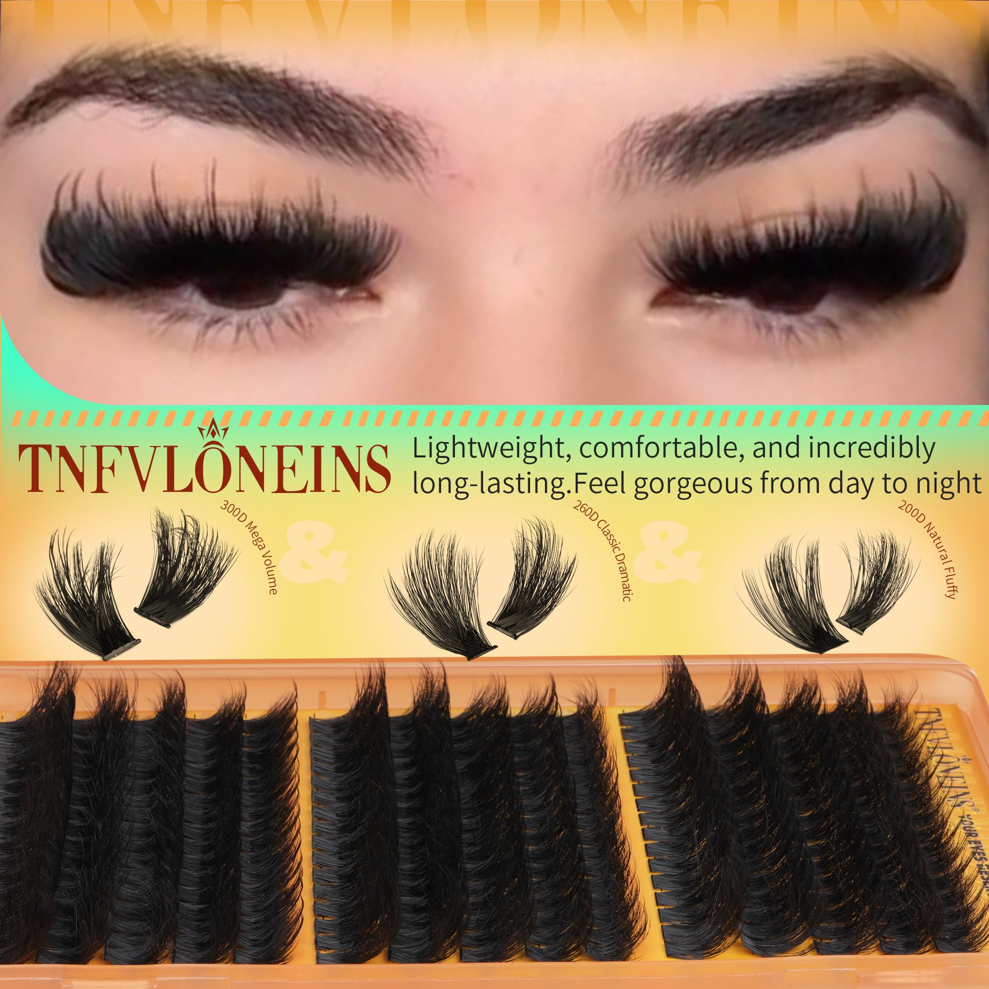 TNFVLONEINS faux mink lash clusters kit for at-home glamour