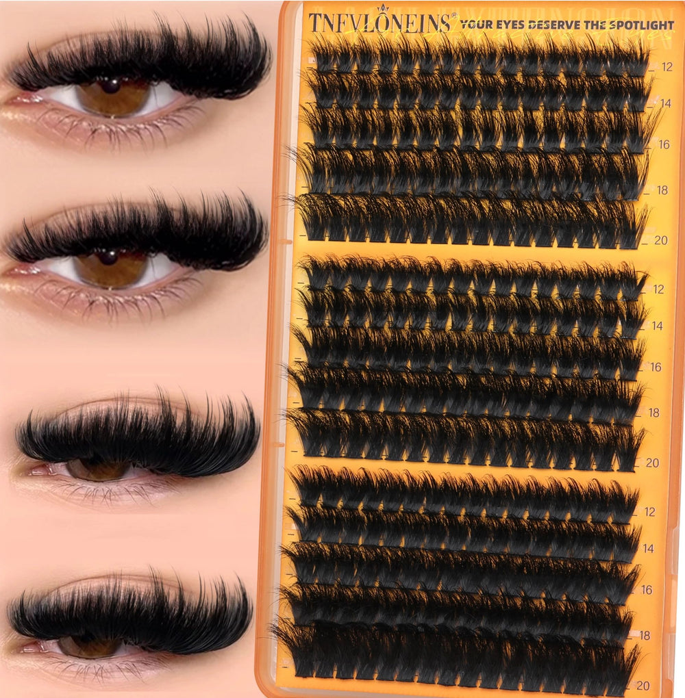 TNFVLONEINS fluffy lash clusters close-up showing 200D-260D-300D for voluminous eyes