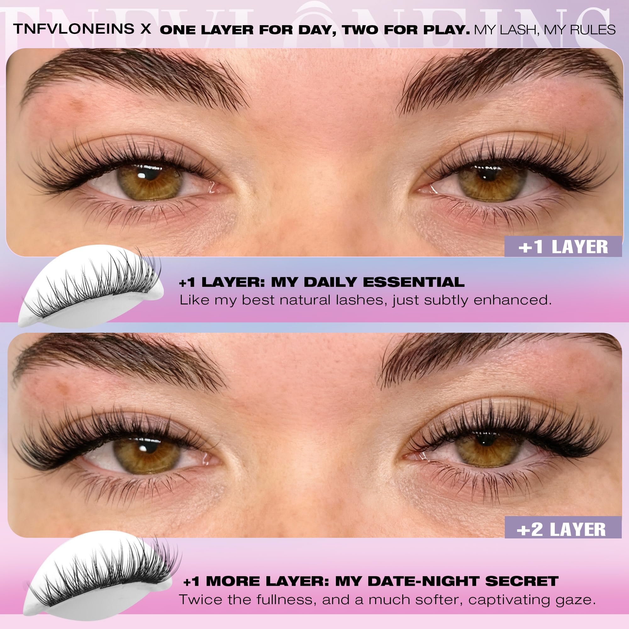 TNFVLONEINS lash bond and seal glue for secure, tidy finishing.