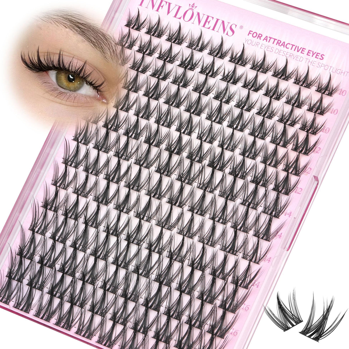 TNFVLONEINS manga lash clusters 10mm for a natural wispy look