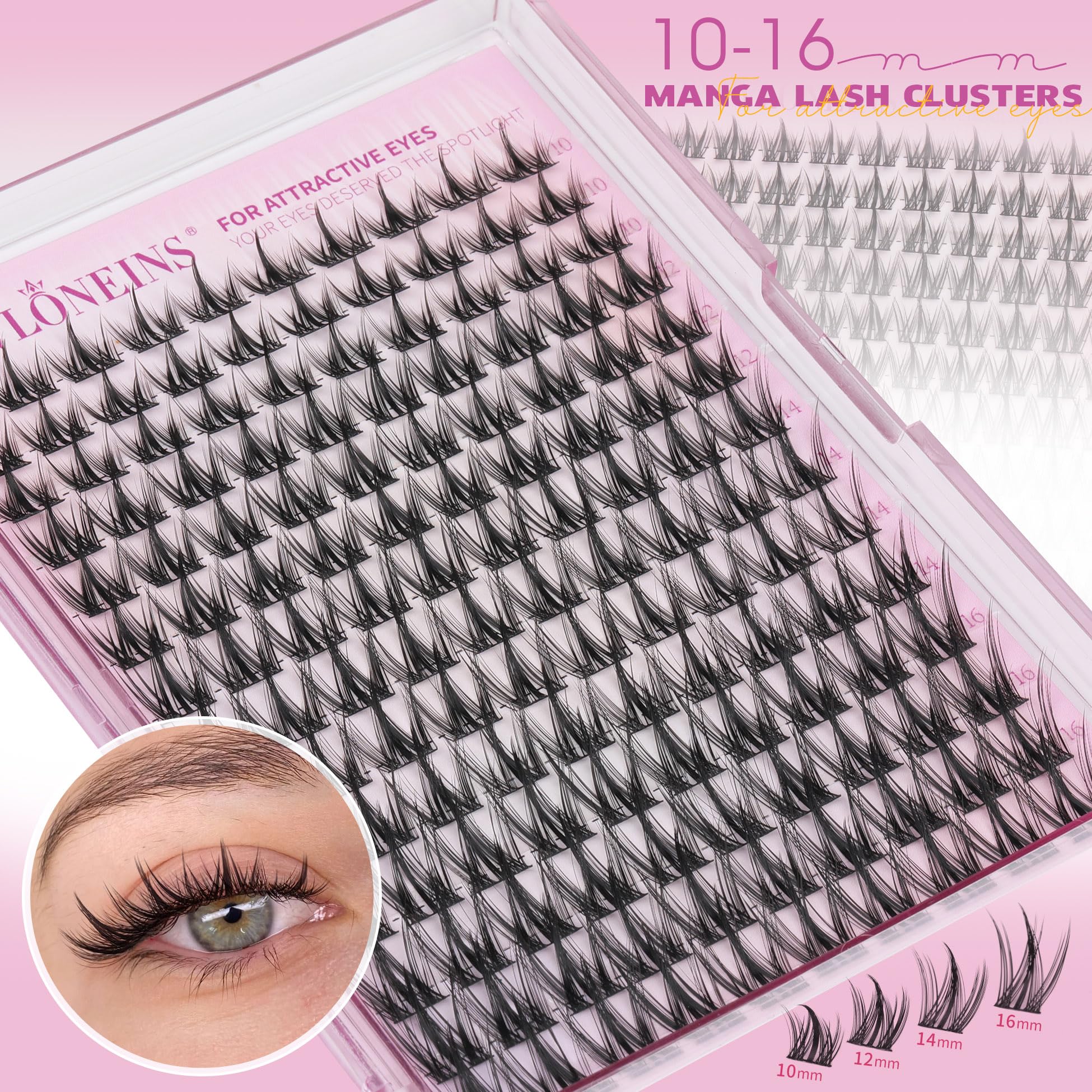 TNFVLONEINS manga lash clusters 14mm for fuller drama