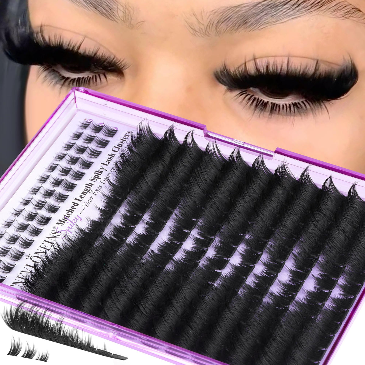 TNFVLONEINS mink lash clusters with spikes bottom lashes for dramatic eye enlargement