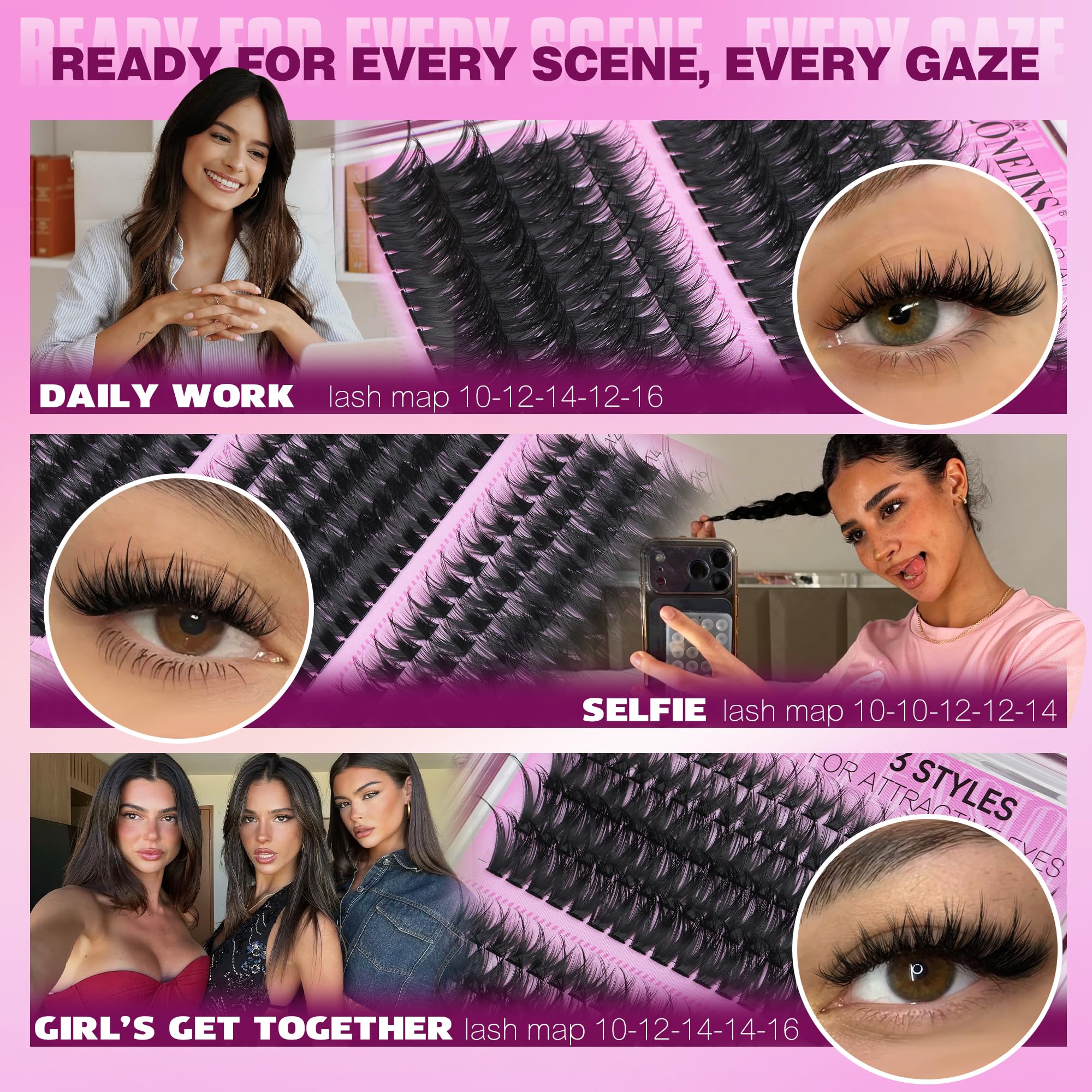 TNFVLONEINS spiky lash clusters add dramatic texture.