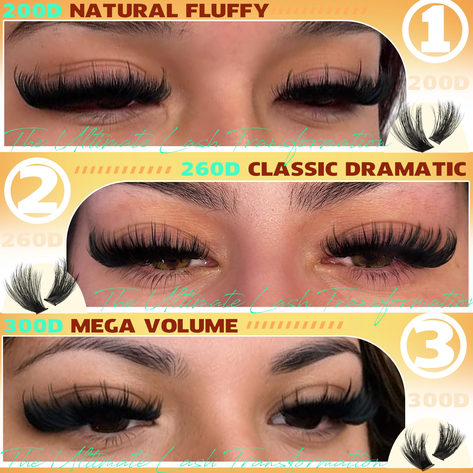 TNFVLONEINS thick lash clusters 12-20mm for customizable full-volume looks