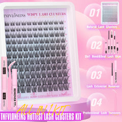 TNFVLONEINS wispy 8-16mm lash clusters shown for customizable natural look
