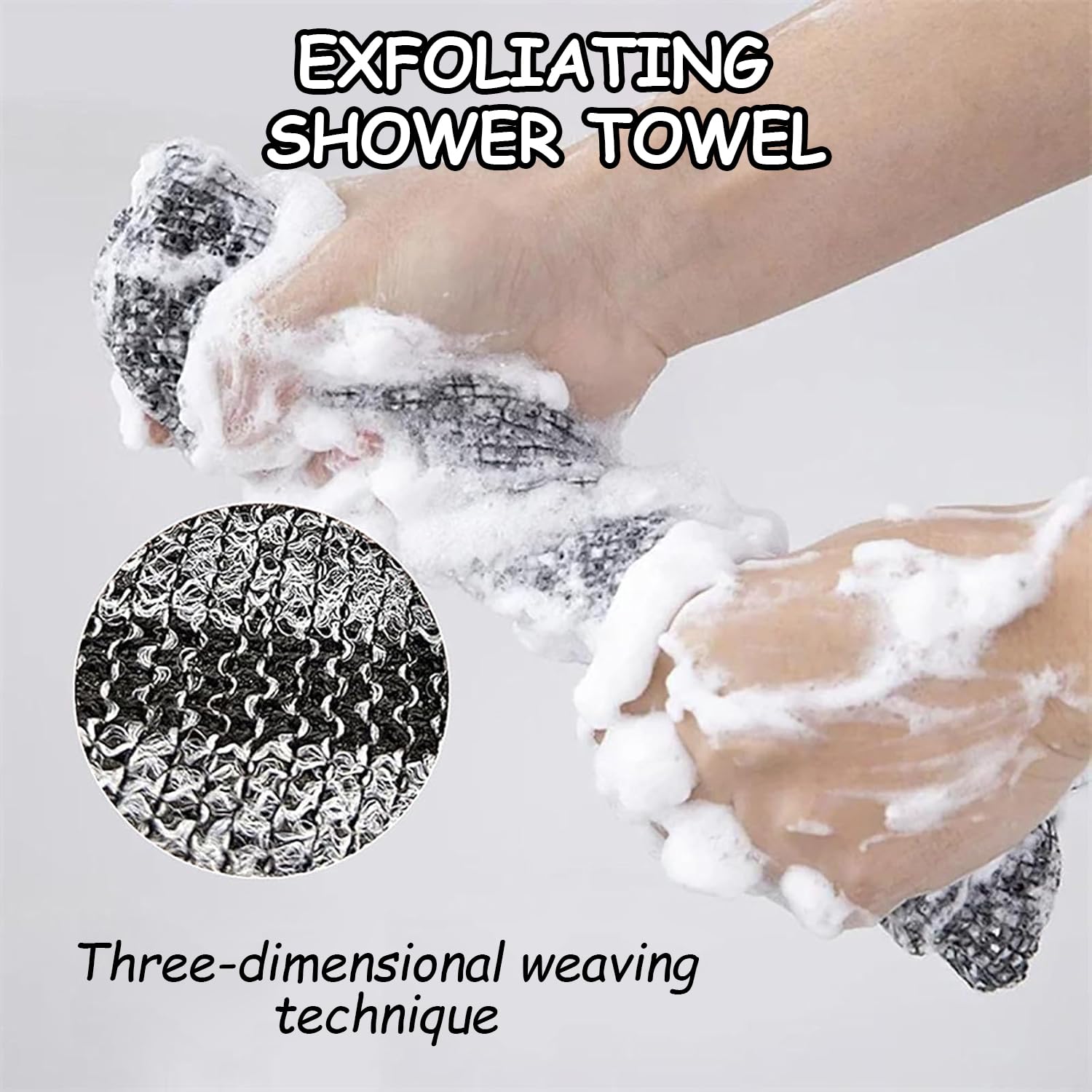 Toalla exfoliante para ducha, lado suave espumoso, limpieza profunda sin irritación