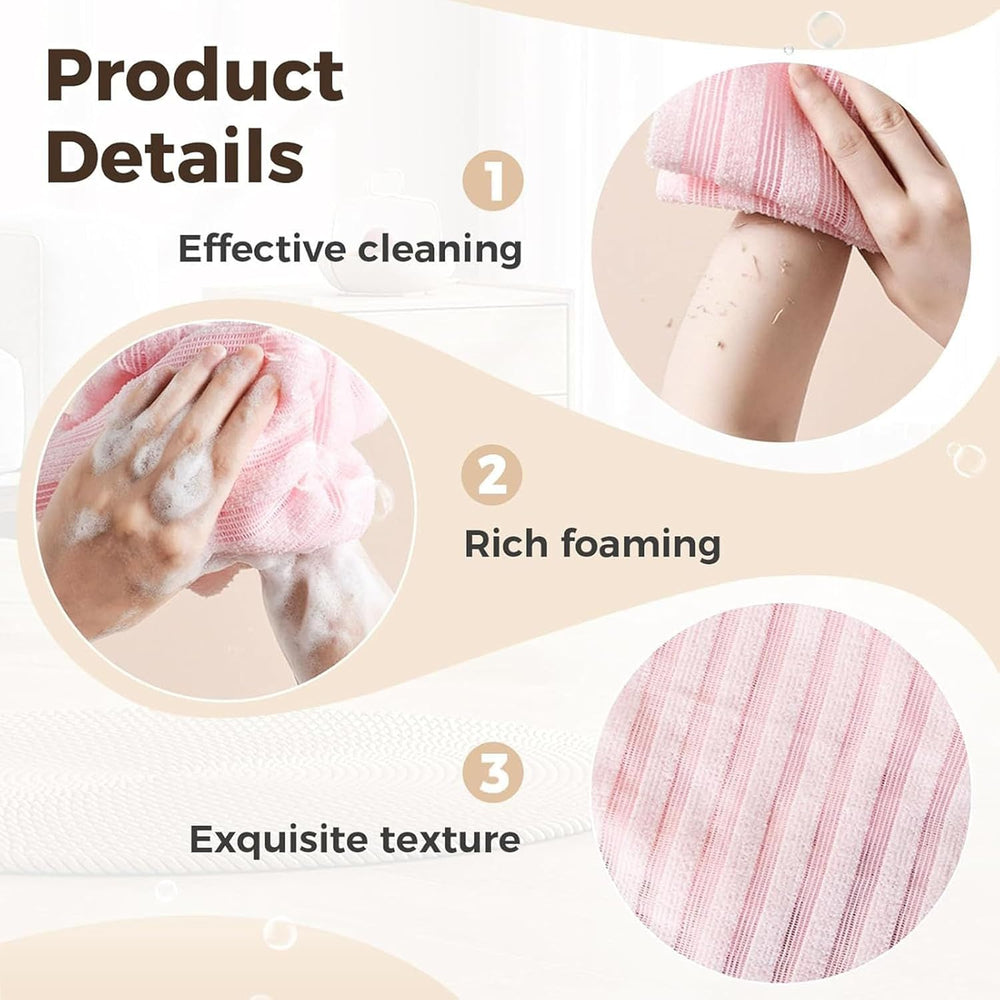 Toalla exfoliante para rostro y cuerpo, uso dos en uno, rosa