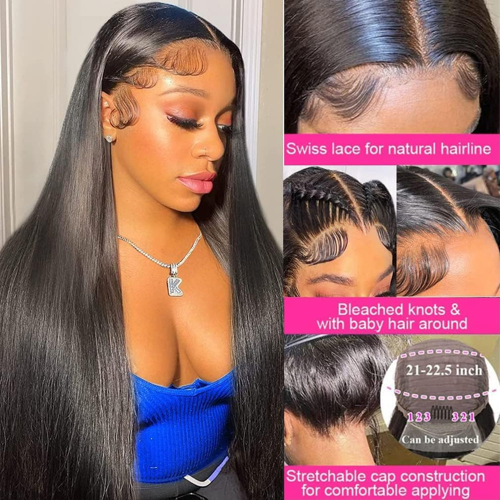 tobasew 200 density straight human hair wig for a full luxurious look