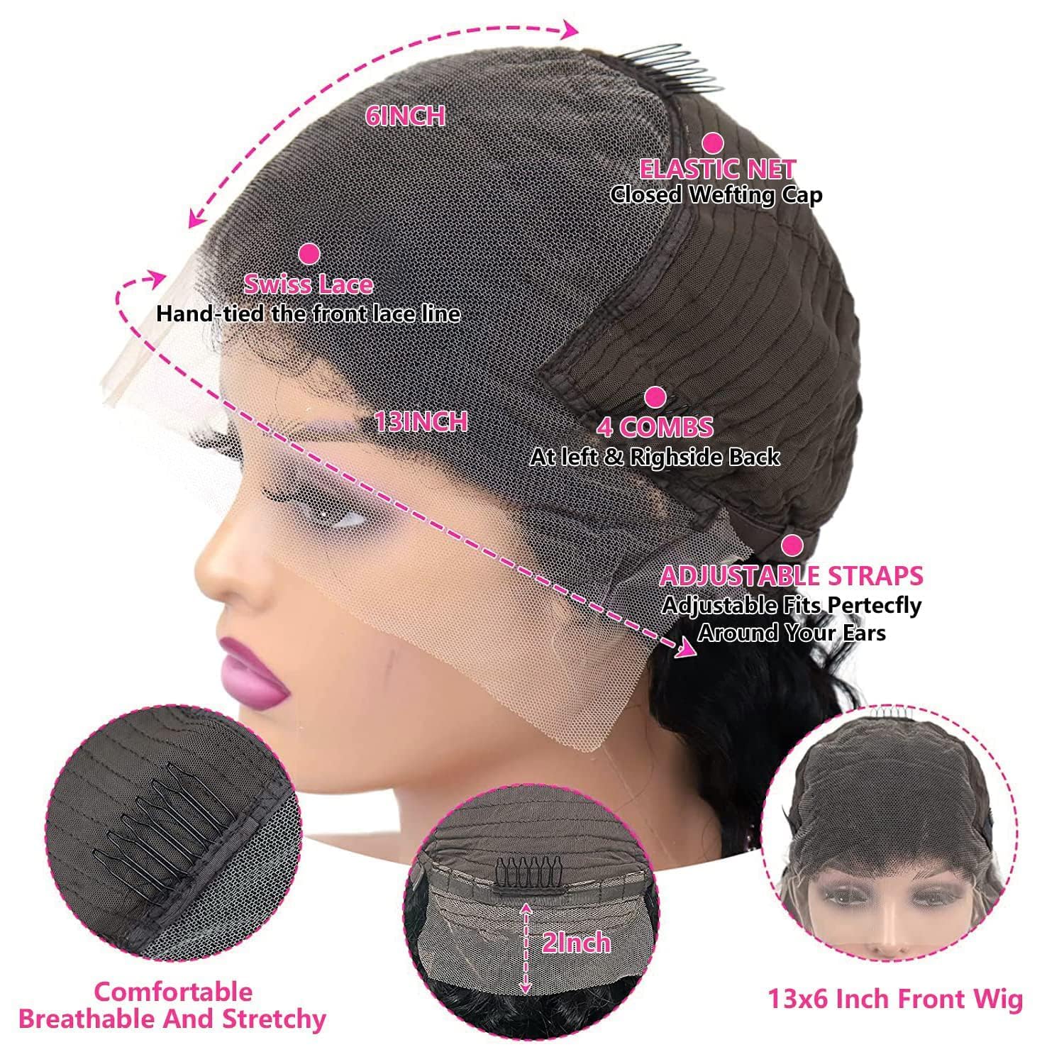 tobasew glueless lace front wig with secure fit without adhesive