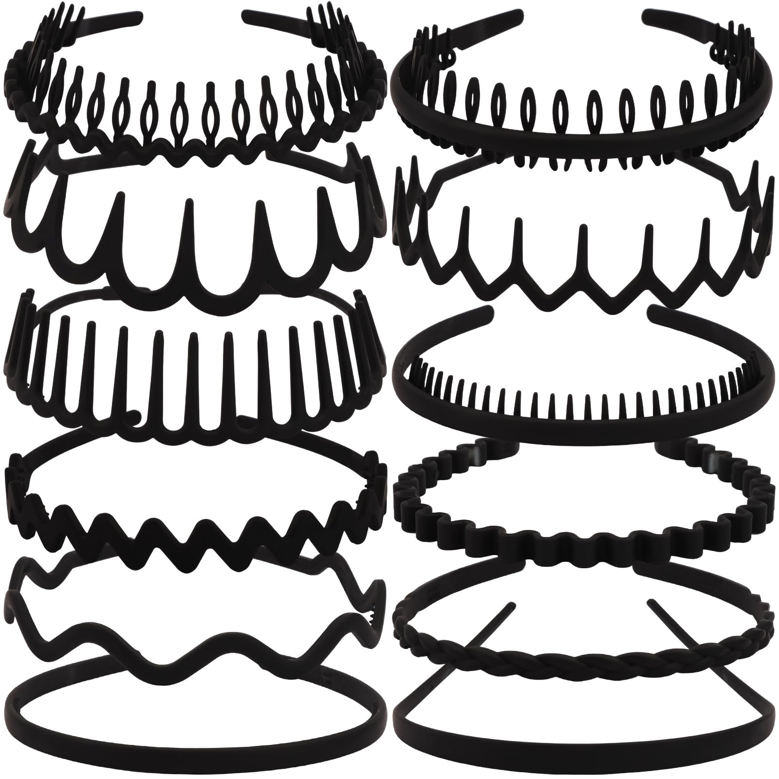 TOBATOBA 12 piezas diademas negras para estilos diarios versátiles.