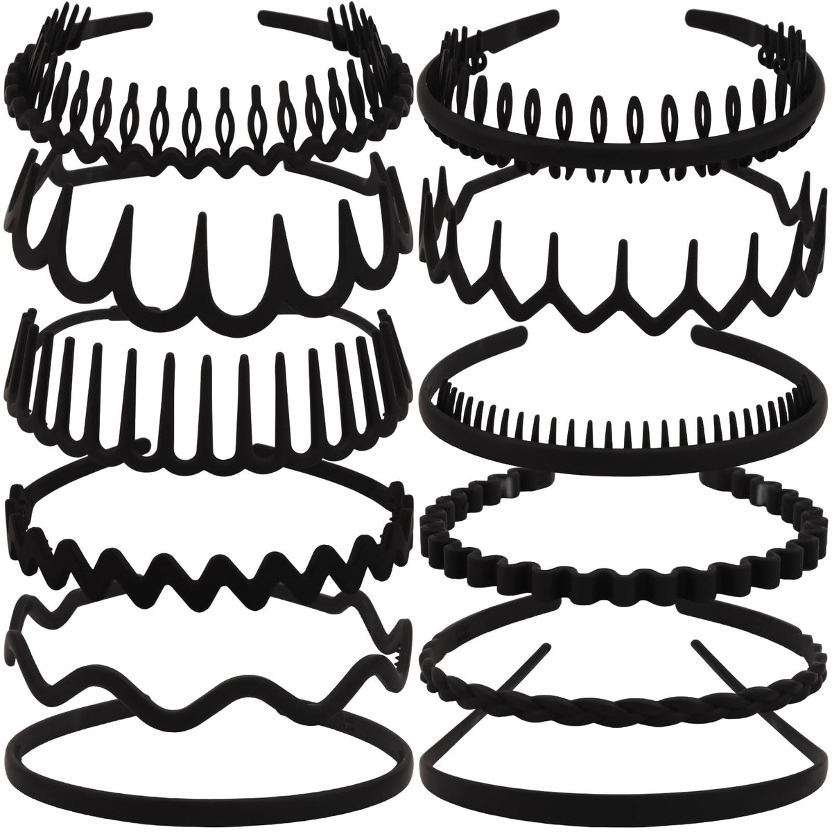TOBATOBA 12 piezas diademas negras para estilos diarios versátiles.
