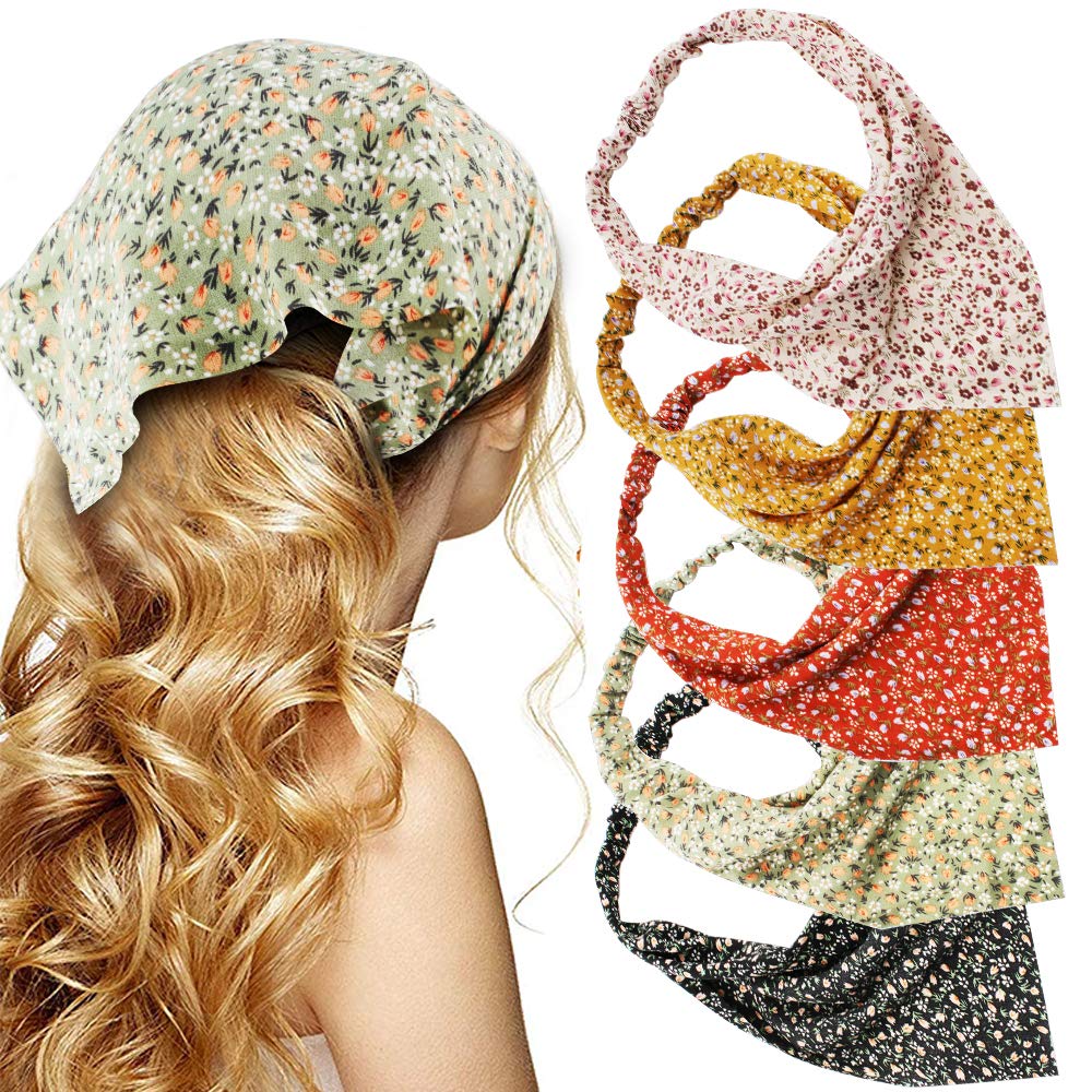 TOBATOBA floral bandana headband with vivid print for daily outfits