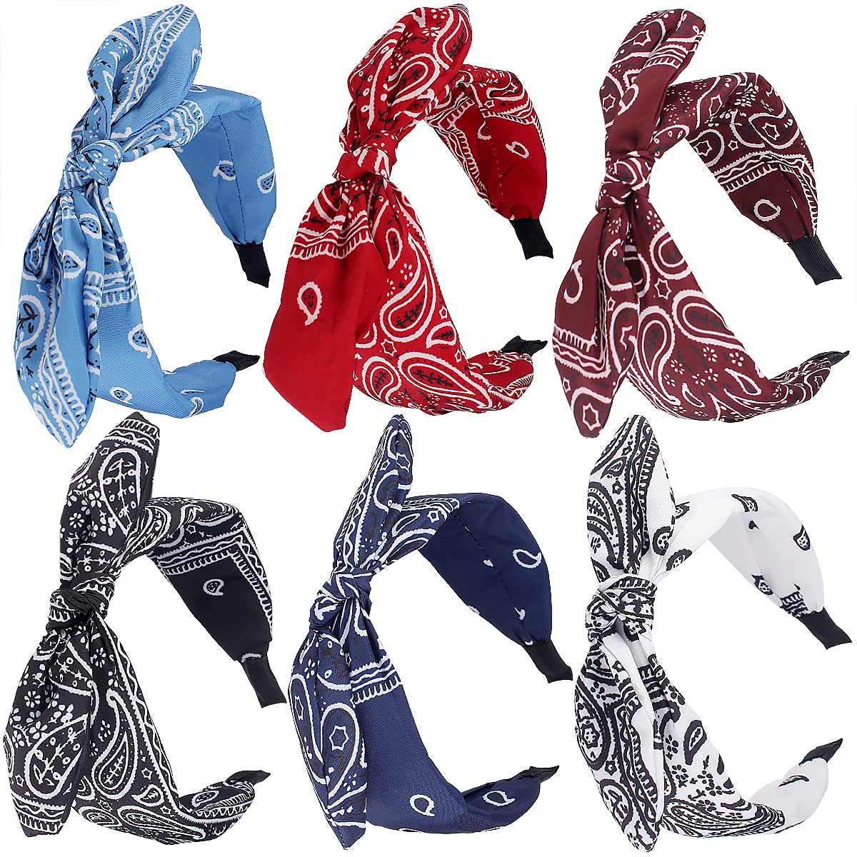 TOBATOBA diadema paisley con lazo y orejas removibles, estilo único para cualquier evento.
