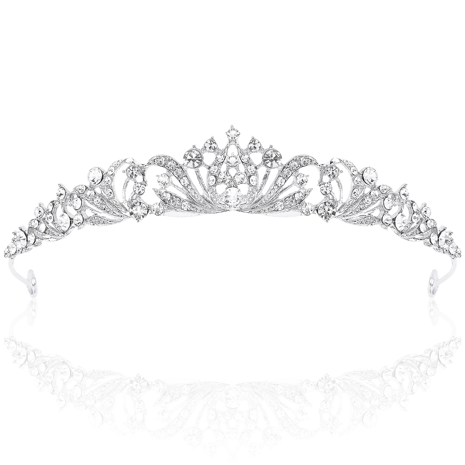 TOBATOBA tiara plateada para mujer, brillo elegante para bodas.