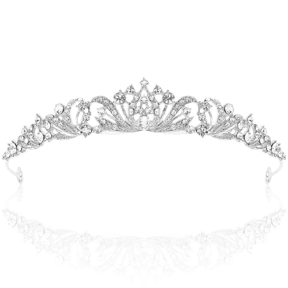 TOBATOBA tiara plateada para mujer, brillo elegante para bodas.
