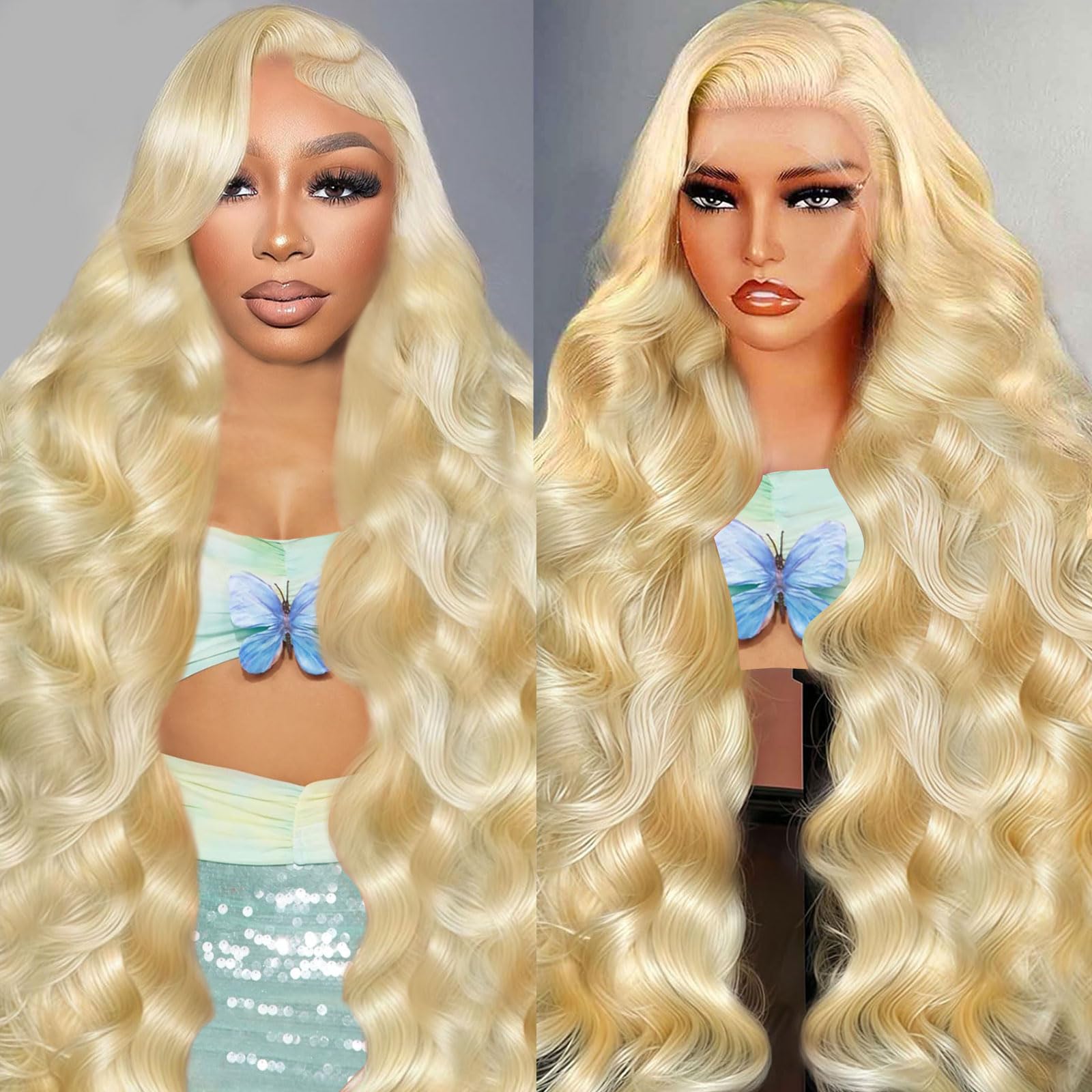 Tobeaper 32 inch 613 lace front wig with body wave for natural movement.
