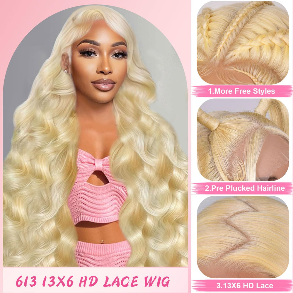 Tobeaper 613 blonde wig HD lace close-up shows a smooth, realistic hairline.