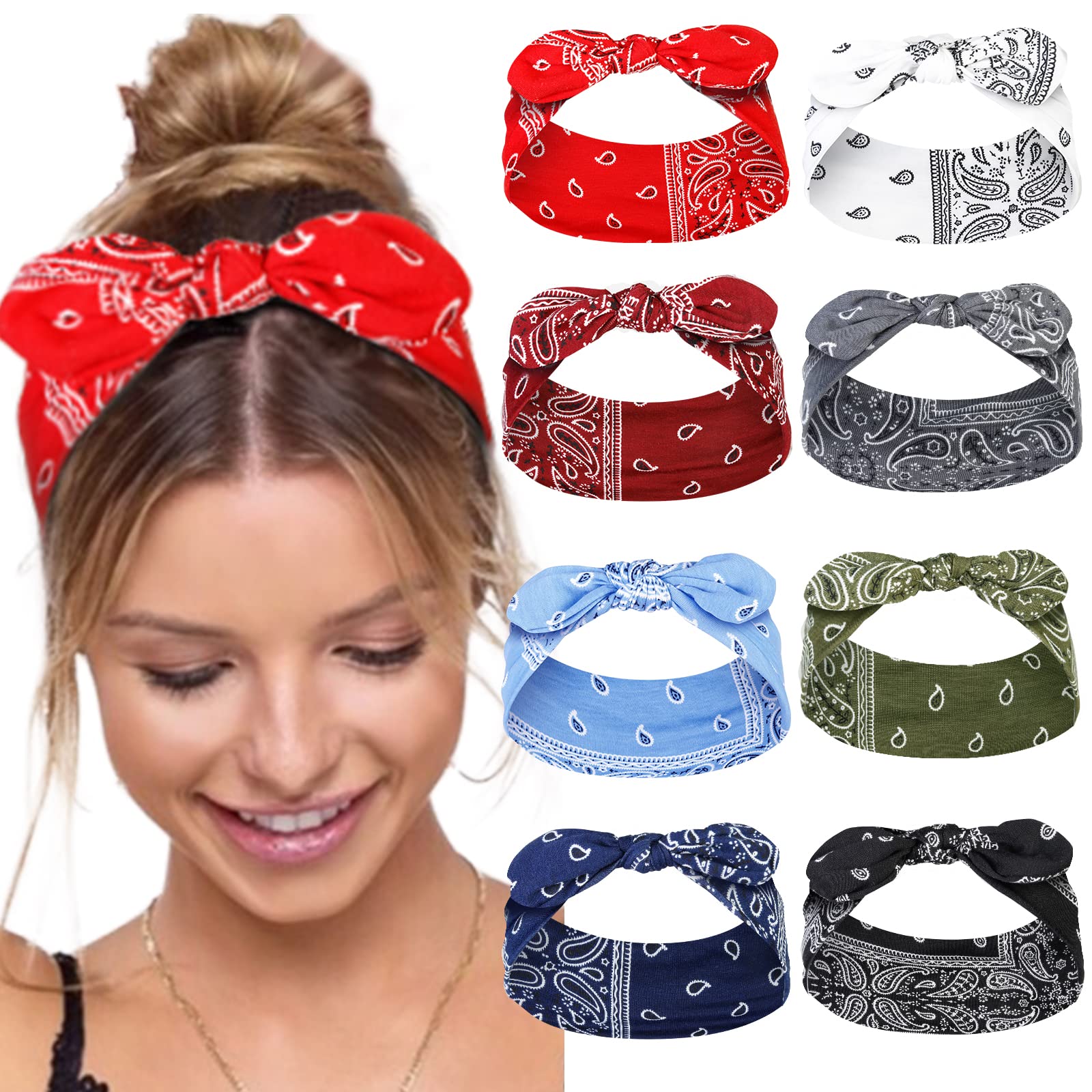Diadema Tobeffect Paisley, lazo frontal ancho para look chic