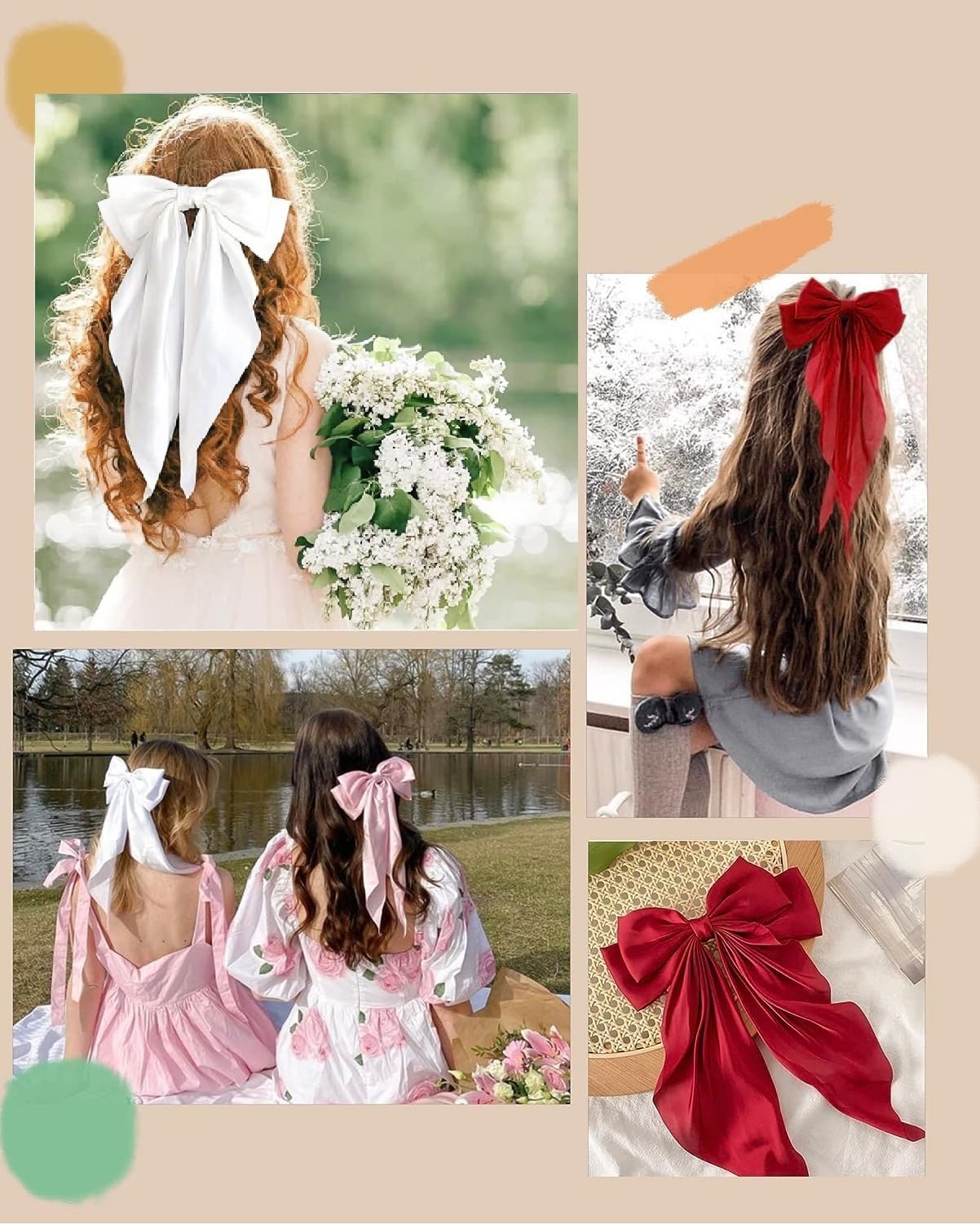 Lazo Toeffect rosa para el cabello, realza peinados suaves y románticos.