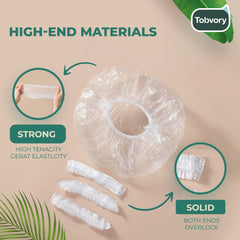 Gorro de ducha Tobvory plástico transparente protege el cabello sin mojarse