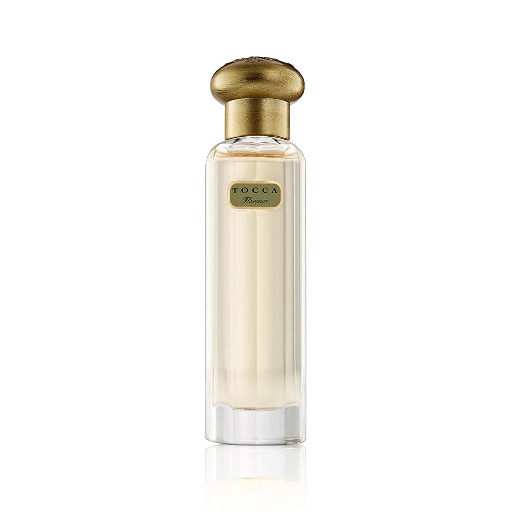 TOCCA Florence perfume spray releasing bergamot, pear, and gardenia notes.