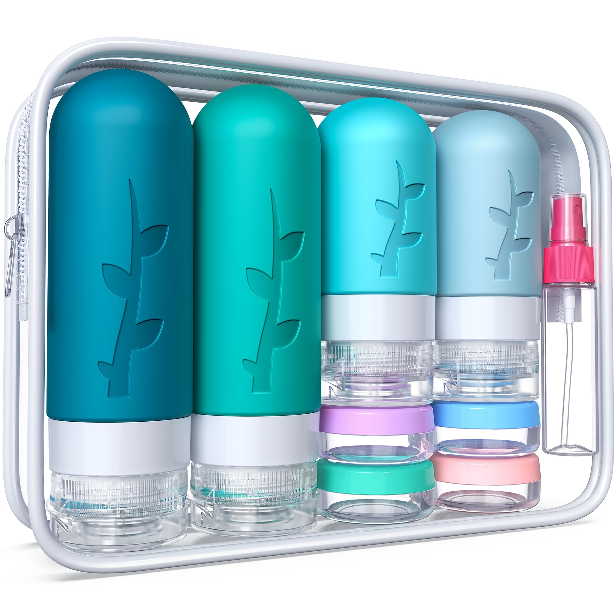 Tocelffe 18-pack travel bottles for organized toiletries on the go.