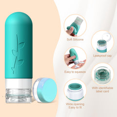 Tocelffe 2oz silicone bottles offer compact skincare storage.